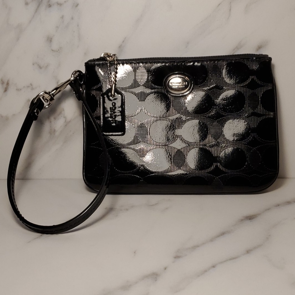 COACH Patent Leather Embossed Wristlet